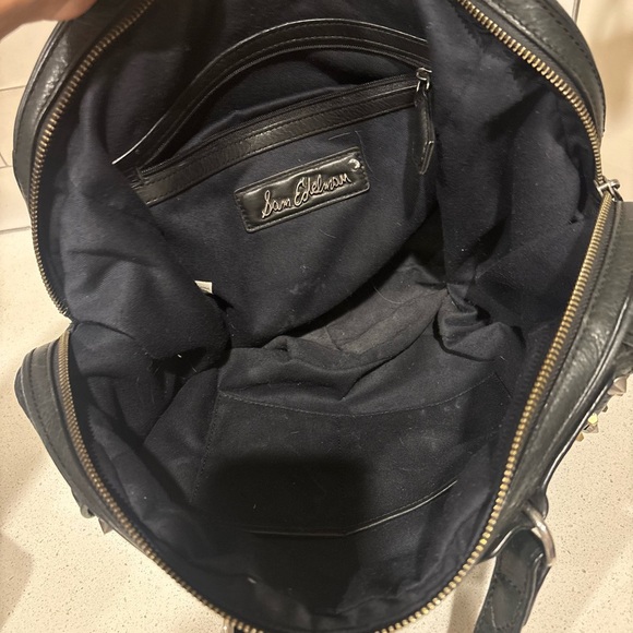 Amazing  Rare GOTH leather studded Black Bag Purse Sam Edelman Soft Roomy - Picture 8 of 9